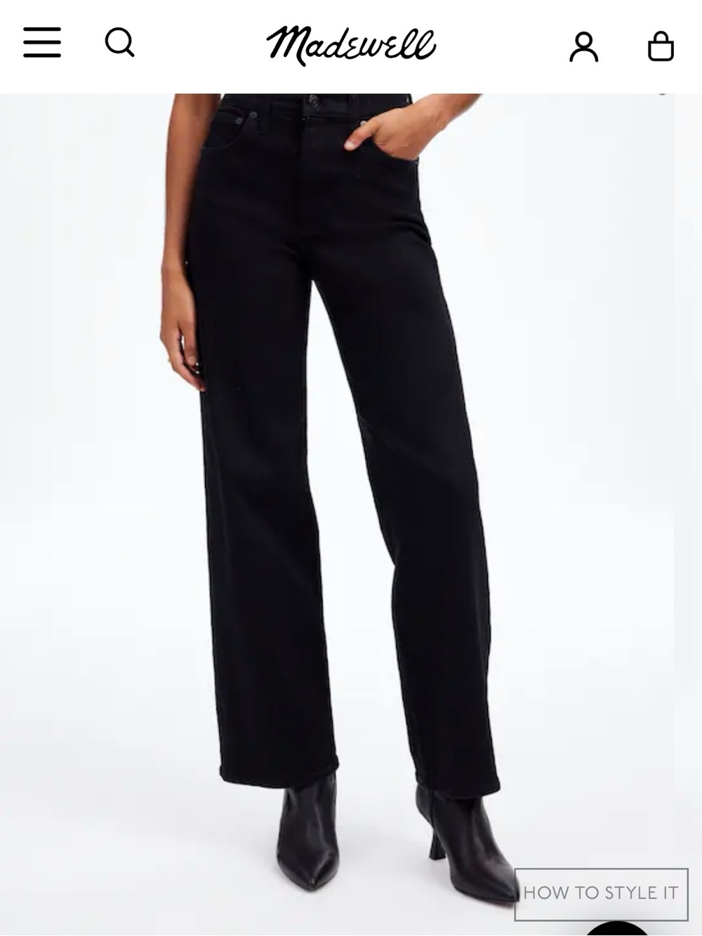 Madewell Black The Perfect Vintage Wide-Leg Jeans